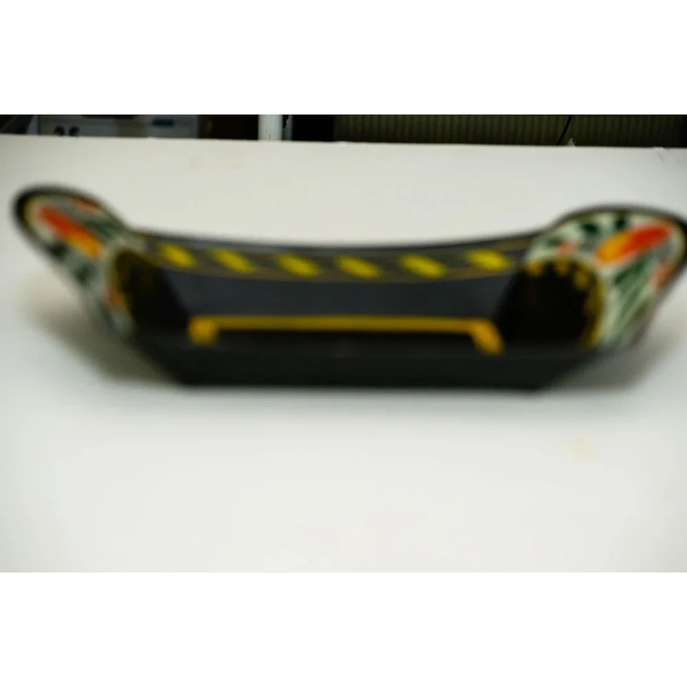 Metal Toleware Painted Fruit Bread Tray Pan